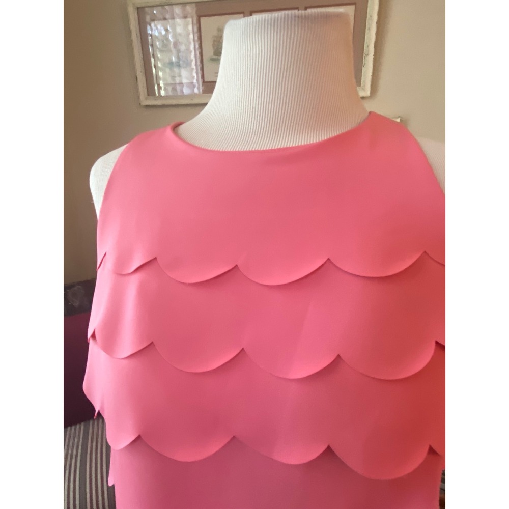 White House Black Market Pink Scalloped Tiered Petal Shift Dress Sz 2 party - Picture 4 of 8